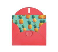 WZYWHJ Carte de vœux de vacances rouge 15,2 x 10,2 cm avec enveloppe pour Noël, anniversaire, Saint-Valentin, fête, invitation à une fête, impression vague acide ananas