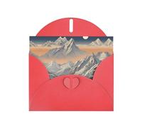 WZYWHJ Carte de vœux de vacances rouge 15,2 x 10,2 cm avec enveloppe pour Noël, anniversaire, Saint-Valentin, fête, invitation à une fête, imprimé aube alpine