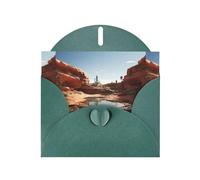 WZYWHJ Carte de vœux de vacances vert foncé 15,2 x 10,2 cm avec enveloppe pour Noël, anniversaire, Saint-Valentin, fête Invitation Source d'eau dans le désert imprimée
