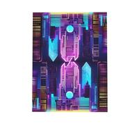 WZYWHJ Carte de vœux de vacances vert foncé 15,2 x 10,2 cm avec enveloppe pour Noël, anniversaire, Saint-Valentin, fête, invitation à une fête, impression de ville de science-fiction