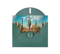 WZYWHJ Carte de vœux de vacances vert foncé 15,2 x 10,2 cm avec enveloppe pour Noël, anniversaire, Saint-Valentin, fête Invitation Le territoire du cactus imprimée