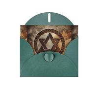 WZYWHJ Carte de vœux de vacances vert foncé 15,2 x 10,2 cm avec enveloppe pour Noël, anniversaire, Saint-Valentin, fête, invitation à une fête, avec symboles hexagrammes imprimés