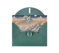 WZYWHJ Carte de vœux de vacances vert foncé 15,2 x 10,2 cm avec enveloppe pour Noël, anniversaire, Saint-Valentin, fête, invitation à une fête, imprimé aube alpine