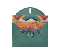 WZYWHJ Carte de vœux de vacances vert foncé 15,2 x 10,2 cm avec enveloppe pour Noël, anniversaire, Saint-Valentin, invitation à une fête, image étrange arc-en-ciel