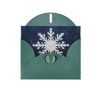 WZYWHJ Carte de vœux de vacances vert foncé 15,2 x 10,2 cm avec enveloppe pour Noël, anniversaire, Saint-Valentin, fête, invitation à une fête, motif flocons de neige imprimés
