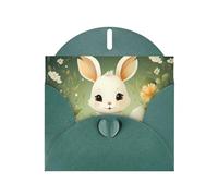 WZYWHJ Carte de vœux de vacances vert foncé 15,2 x 10,2 cm avec enveloppe pour Noël, anniversaire, Saint-Valentin, fête, invitation motif lapin