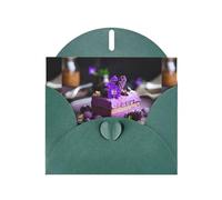 WZYWHJ Carte de vœux de vacances vert foncé 15,2 x 10,2 cm avec enveloppe pour Noël, anniversaire, Saint-Valentin, fête, invitation à une fête, gâteau de pommes de terre violettes