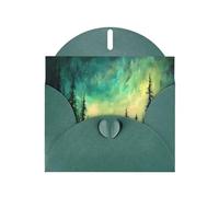 WZYWHJ Carte de vœux de vacances vert foncé de 15,2 x 10,2 cm avec enveloppe pour Noël, anniversaire, Saint-Valentin, fête, invitation à une fête, imprimé aurore