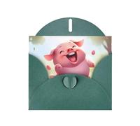 WZYWHJ Carte de vœux de vacances vert foncé de 15,2 x 10,2 cm avec enveloppe pour Noël, anniversaire, Saint-Valentin, fête d'invitation amusante avec imprimé cochon