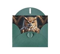 WZYWHJ Carte de vœux de vacances vert foncé de 15,2 x 10,2 cm avec enveloppe pour Noël, anniversaire, Saint-Valentin, fête, invitation à une fête, imprimé chouette