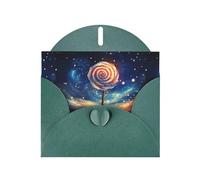 WZYWHJ Carte de vœux de vacances vert foncé de 15,2 x 10,2 cm avec enveloppe pour Noël, anniversaire, Saint-Valentin, fête, invitation sucette dans le ciel étoilé imprimée