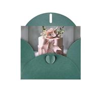 WZYWHJ Carte de vœux de vacances vert foncé de 15,2 x 10,2 cm avec enveloppe pour Noël, anniversaire, Saint-Valentin, fête d'invitation, belle impression de gâteau de nœud