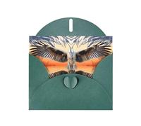 WZYWHJ Carte de vœux de vacances vert foncé de 15,2 x 10,2 cm avec enveloppe pour Noël, anniversaire, Saint-Valentin, fête, invitation, oiseaux avec ailes ouvertes