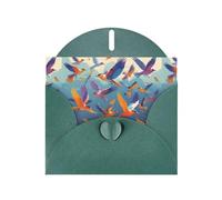 WZYWHJ Carte de vœux de vacances vert foncé de 15,2 x 10,2 cm avec enveloppe pour Noël, anniversaire, Saint-Valentin, fête, invitation, oiseaux migrateurs