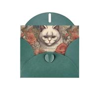 WZYWHJ Carte de vœux de vacances vert foncé de 15,2 x 10,2 cm avec enveloppe pour Noël, anniversaire, Saint-Valentin, fête, invitation gros plan d'empreintes œil de chat profond