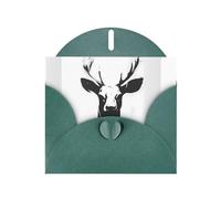 WZYWHJ Carte de vœux de vacances vert foncé de 15,2 x 10,2 cm avec enveloppe pour Noël, anniversaire, Saint-Valentin, fête, invitation, espace négatif, imprimé cerf