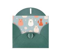WZYWHJ Carte de vœux de vacances vert foncé de 15,2 x 10,2 cm avec enveloppe pour Noël, anniversaire, Saint-Valentin, fête, invitation à une fête, motif chats de toutes sortes