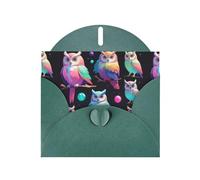 WZYWHJ Carte de vœux de vacances vert foncé de 15,2 x 10,2 cm avec enveloppe pour Noël, anniversaire, Saint-Valentin, fête, invitation à une fête, imprimé chouette aurore