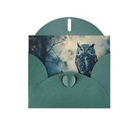 WZYWHJ Carte de vœux de vacances vert foncé de 15,2 x 10,2 cm avec enveloppe pour Noël, anniversaire, Saint-Valentin, fête, invitation à une fête, image de chouette silencieuse