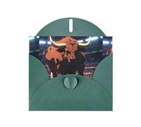 WZYWHJ Carte de vœux de vacances vert foncé de 15,2 x 10,2 cm avec enveloppe pour Noël, anniversaire, Saint-Valentin, fête, invitation à une fête Motif taureau courageux