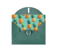 WZYWHJ Carte de vœux de vacances vert foncé de 15,2 x 10,2 cm avec enveloppe pour Noël, anniversaire, Saint-Valentin, fête, invitation à une fête, motif vague acide ananas