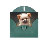 WZYWHJ Carte de vœux de vacances vert foncé de 15,2 x 10,2 cm avec enveloppe pour Noël, anniversaire, Saint-Valentin, fête d'invitation, photo d'un chiot bien-aimé