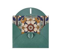 WZYWHJ Carte de vœux de vacances vert foncé de 15,2 x 10,2 cm avec enveloppe pour Noël, anniversaire, Saint-Valentin, fête d'invitation Motif carreaux de Barcelone