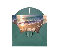 WZYWHJ Carte de vœux de vacances vert foncé de 15,2 x 10,2 cm avec enveloppe pour Noël, anniversaire, Saint-Valentin, fête d'invitation, belle impression perles de mer