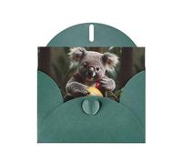 WZYWHJ Carte de vœux de vacances vert foncé de 15,2 x 10,2 cm avec enveloppe pour Noël, anniversaire, Saint-Valentin, fête, invitation à une fête, imprimé koala coquin