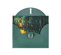 WZYWHJ Carte de vœux de vacances vert foncé pour Noël, anniversaire, anniversaire de mariage et autres photos de forêt de pixels