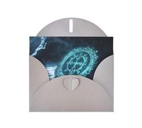 WZYWHJ Carte de vœux grise de 15,2 x 10,2 cm avec enveloppe pour Noël, anniversaire, Saint-Valentin, fête, invitation à une fête, symboles mystérieux bleus