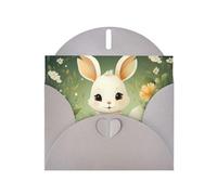 WZYWHJ Carte de vœux grise de 15,2 x 10,2 cm avec enveloppe pour Noël, anniversaire, Saint-Valentin, fête, invitation motif lapin
