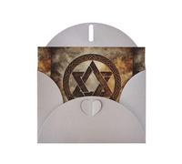 WZYWHJ Carte de vœux grise de 15,2 x 10,2 cm avec enveloppe pour Noël, anniversaire, Saint-Valentin, fête, invitation à une fête, avec symboles hexagrammes imprimés