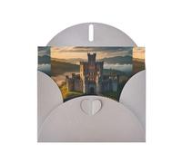 WZYWHJ Carte de vœux grise de 15,2 x 10,2 cm avec enveloppe pour Noël, anniversaire, Saint-Valentin, fête, invitation à une fête, photo de château médiéval