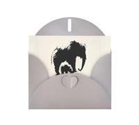 WZYWHJ Carte de vœux grise de 15,2 x 10,2 cm avec enveloppe pour Noël, anniversaire, Saint-Valentin, fête, invitation à une fête, espace négatif, imprimé éléphant