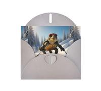 WZYWHJ Carte de vœux grise de 15,2 x 10,2 cm avec enveloppe pour Noël, anniversaire, Saint-Valentin, fête, invitation à une fête Motif petite tortue de ski
