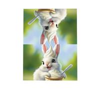 WZYWHJ Carte de vœux grise de 15,2 x 10,2 cm avec enveloppe pour Noël, anniversaire, Saint-Valentin, fête d'invitation imprimée lapin mangeant de la crème glacée