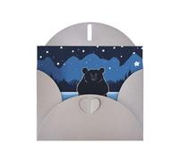 WZYWHJ Carte de vœux grise de 15,2 x 10,2 cm avec enveloppe pour Noël, anniversaire, Saint-Valentin, fête d'invitation Motif ours se baignant sous les étoiles