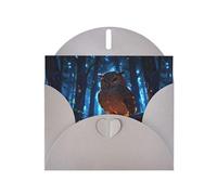 WZYWHJ Carte de vœux grise de 15,2 x 10,2 cm avec enveloppe pour Noël, anniversaire, Saint-Valentin, fête, invitation à une fête Motif chouette mystérieuse