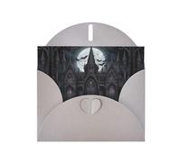 WZYWHJ Carte de vœux grise de 15,2 x 10,2 cm avec enveloppe pour Noël, anniversaire, Saint-Valentin, fête, invitation avec château chauve-souris