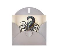 WZYWHJ Carte de vœux grise de 15,2 x 10,2 cm avec enveloppe pour Noël, anniversaire, Saint-Valentin, fête, invitation à une fête, imprimé scorpion géant