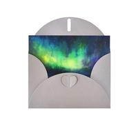 WZYWHJ Carte de vœux grise de 15,2 x 10,2 cm avec enveloppe pour Noël, anniversaire, Saint-Valentin, invitation à une fête, photo aurore boréale