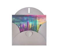 WZYWHJ Carte de vœux grise de 15,2 x 10,2 cm avec enveloppe pour Noël, anniversaire, Saint-Valentin, invitation à une fête, photo holographique de la ville