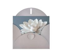 WZYWHJ Carte de vœux grise pour Noël, anniversaire, anniversaire de mariage et autres photos de fleurs de lotus blanches en porcelaine