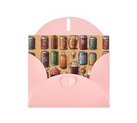 WZYWHJ Carte de vœux rose de 15,2 x 10,2 cm avec enveloppe pour Noël, anniversaire, Saint-Valentin, fête d'invitation Une grande variété de boissons Impression