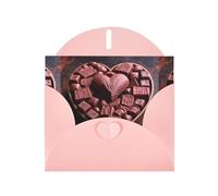WZYWHJ Carte de vœux rose de 15,2 x 10,2 cm avec enveloppe pour Noël, anniversaire, Saint-Valentin, fête, invitation d'amour, chocolat imprimé