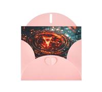 WZYWHJ Carte de vœux rose de 15,2 x 10,2 cm avec enveloppe pour Noël, anniversaire, Saint-Valentin, fête, invitation à une fête, symboles mystérieux