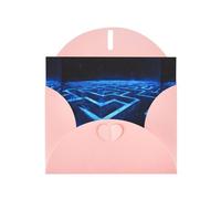 WZYWHJ Carte de vœux rose de 15,2 x 10,2 cm avec enveloppe pour Noël, anniversaire, Saint-Valentin, invitation à une fête, image de labyrinthe en ligne droite