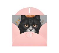WZYWHJ Carte de vœux rose pour Noël, anniversaire, anniversaire de mariage et autres motifs tête de chat noir