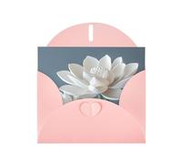 WZYWHJ Carte de vœux rose pour Noël, anniversaire, anniversaire de mariage et autres photos de fleurs de lotus blanches en porcelaine